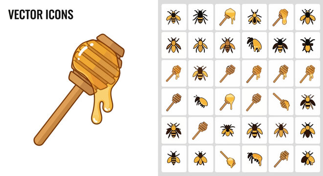 Honey dipper with dripping honey.