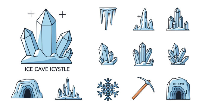 Ice crystals and icicle formations.