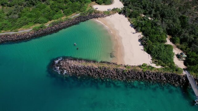 Marlos Beach - Small Beach By Tweed River In NSW, Australia. - aerial shot