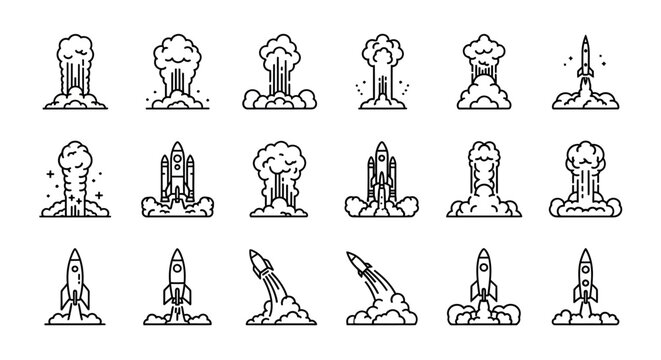 Rockets launching into the sky.