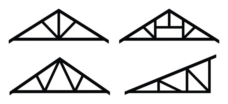 Roof trusses in black silhouette, architectural framing elements