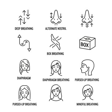 Various breathing techniques for relaxation.