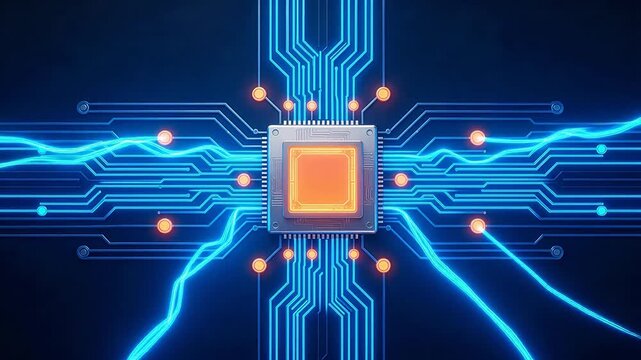 Microchip with glowing circuit connections