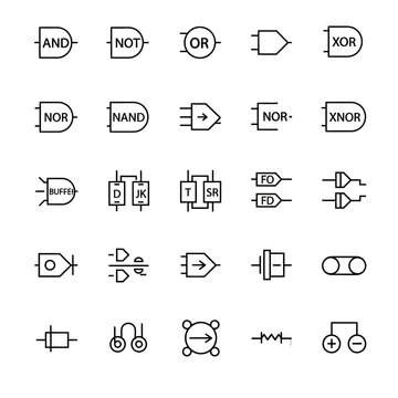 Digital circuit diagram symbols collection.