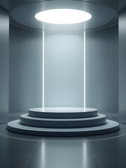 Fototapeta premium Futuristic pedestal in a circular room