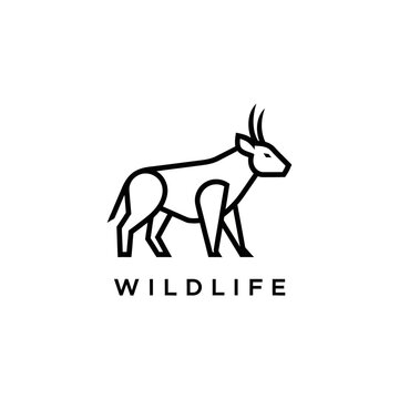 Black line art antelope profile view.