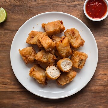 Top View Keropok Lekor Malaysian Fish Snack