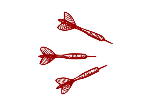 Darts hand drawn simple sketch vector illustration