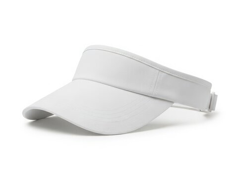 A white visor cap with a flat brim and adjustable strap for a comfortable fit