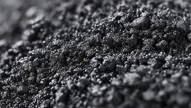 Compressed graphite powder surface with dark granular texture abstract background