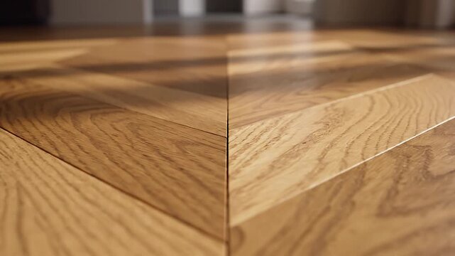 Close-up of polished wooden floor in modern interior