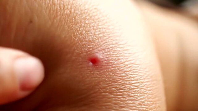 Close-up of a small cut on skin.