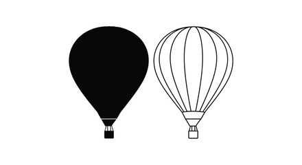 Naklejka premium Two hot air balloons one solid and one detailed a striking silhouette
