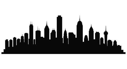 Naklejka premium Dramatic skyline of a modern city presented as a striking silhouette