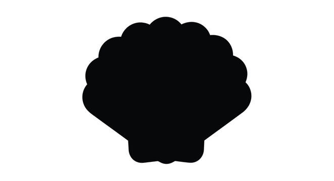 A striking black silhouette of a seashell against a white background