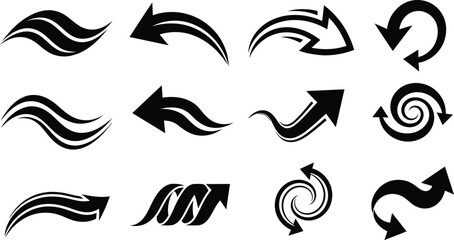 Fototapeta premium Set of 12 black arrow icons vector