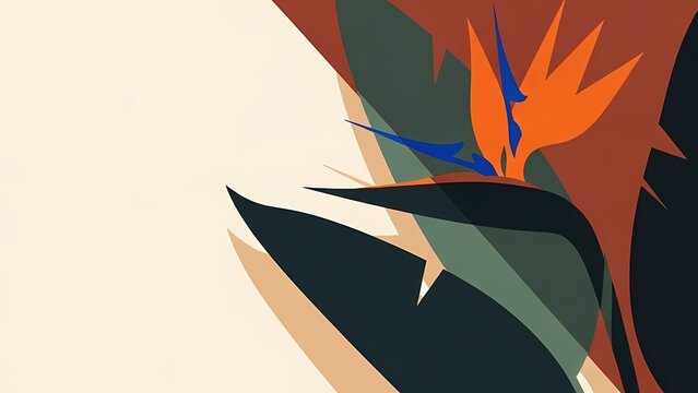 Vibrant bird of paradise flower illustration.