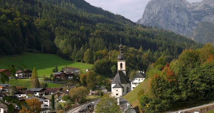 Ramsau bei Berchtesgaden village church in the Bavarian Alps
