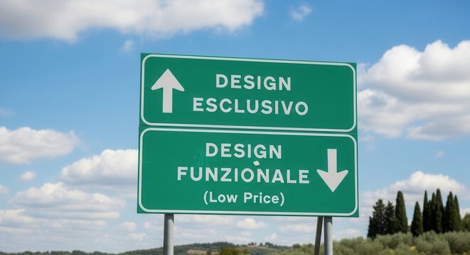 Italian Road Sign Directing To Exclusive Or Functional Design Choices