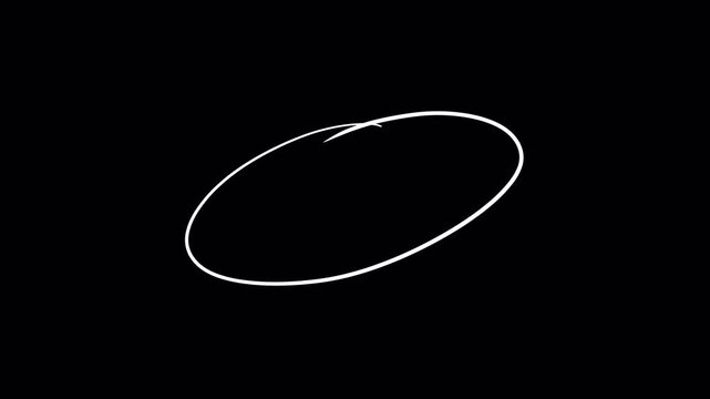 White oval shape drawn on a black background, simple abstract design.