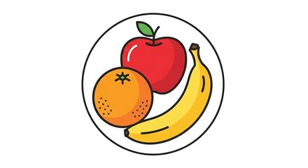 Obraz premium Fresh Fruit Plate Illustration.