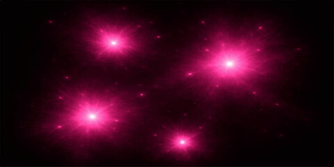 Fototapeta premium A cosmic galaxy nebula glows with bright stars and shiny purple light across a dark night sky background for a creative disco motion design