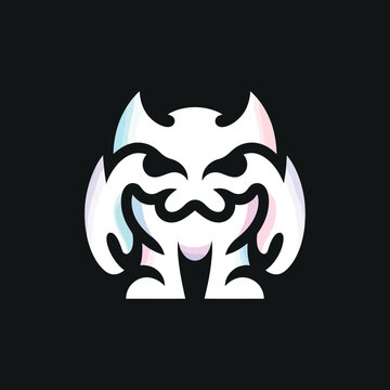 Abstract stylized white creature with glowing effect and sharp features