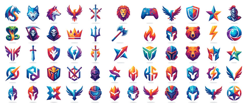 Collection of colorful symbolic logos and icons.