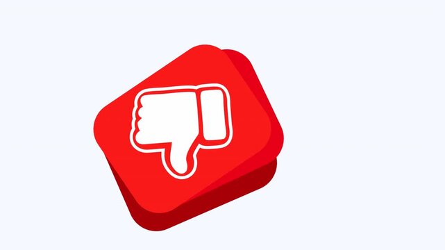 Red button with a white thumbs down symbol, perfect for negative feedback concepts in websites, social media, and customer service materials.