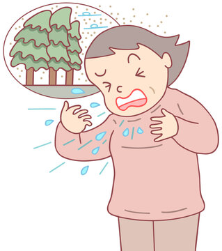 疾病・疾患・病気のイラスト - 花粉症・くしゃみ・鼻炎