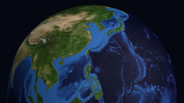 Satellite Zoom Animation from Outer Space to Jordan Map Location