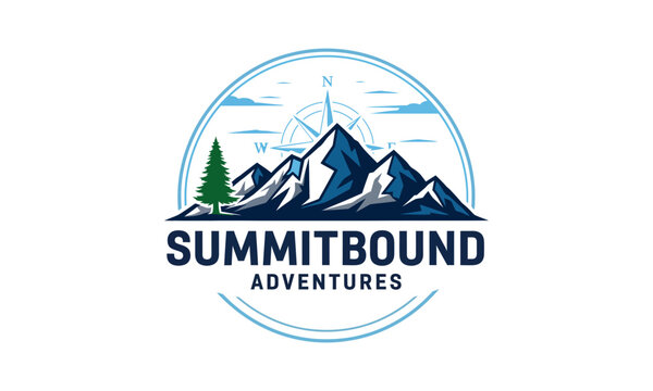 Summit Bound Adventures mountain and compass logo vector