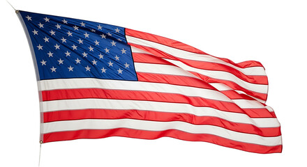 Fototapeta premium A waving american flag with vibrant colors and detailed stars ideal for patriotic designs on transparent background