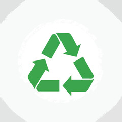 Obraz premium A green recycle symbol is centered on a textured light gray and white background
