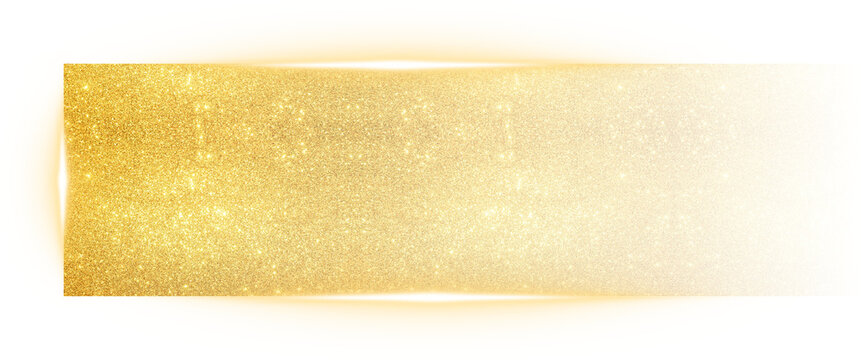 Luxurious flat gold rectangle plate with a sharp light flare edge