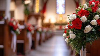 Obraz premium Church aisle floral decorations