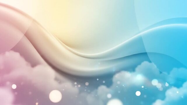 A pastel-colored abstract background with wavy lines, clouds, and sparkles in shades of pink, yellow, blue, and white, conveying a dreamy and ethereal mood.