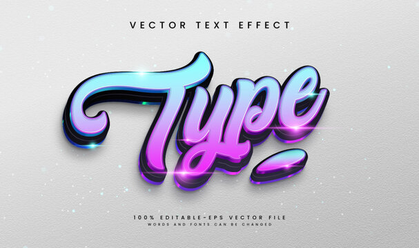 Neon Type Colorful Editable Vector Text Effect. Modern Elegant theme.