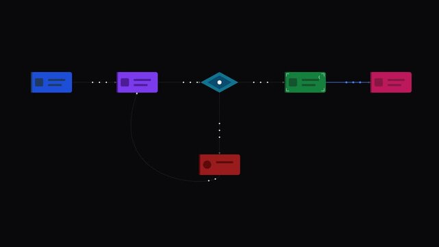 Abstract digital data flow diagram illustrating complex system architecture and interconnected processes for efficient strategic information management