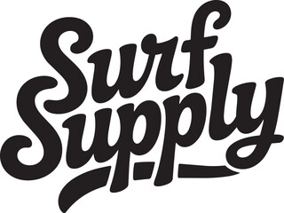 Obraz premium Surf Supply Retro Wavy Lettering Script Typography Vector Illustration