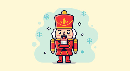 Naklejka premium Nutcracker Toy Soldier Figurine in Festive Red Uniform.