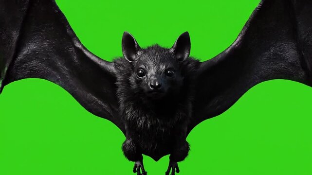 Extreme Slow Motion 3D Animation of Bat Flapping Wings Green Screen