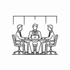 Fototapeta premium Businessmen meeting at office table with laptop conference discussion negotiation