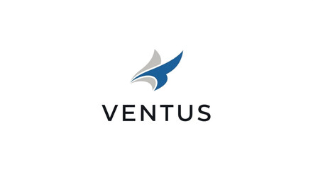 Fototapeta premium Ventus logo featuring a stylized bird in flight with a modern design.