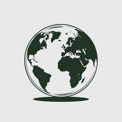 Fototapeta premium Green globe illustration on white background earth world planet vector map