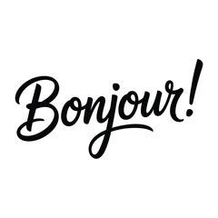 A stylish black calligraphy design spelling out the french greeting bonjour © MDMINTU