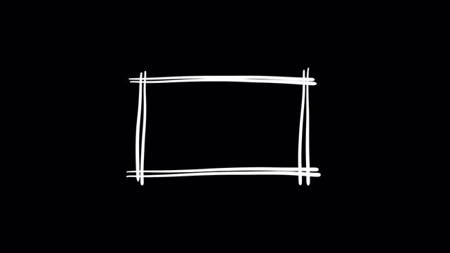 Hand-drawn white rectangle frame animation on a black background, perfect for creative projects.