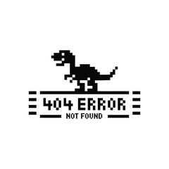 Fototapeta premium Pixelated dinosaur illustration with a 404 error message not found