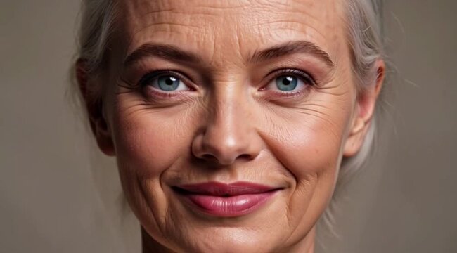 Portrait of a woman's face illustrating the natural beauty and elegance of the aging process