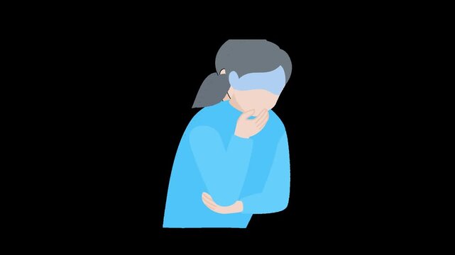 腹痛で気分が悪い女性　背景透過